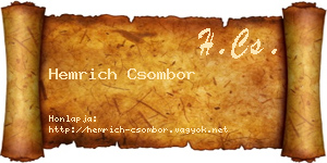 Hemrich Csombor névjegykártya